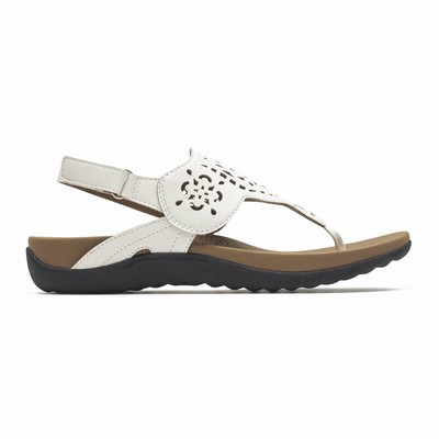 Rockport Ridge Circle Cutout Thong Sandalen Damen Weiß ITC-429381